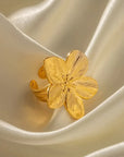 Adjustable gold blossom statement ring