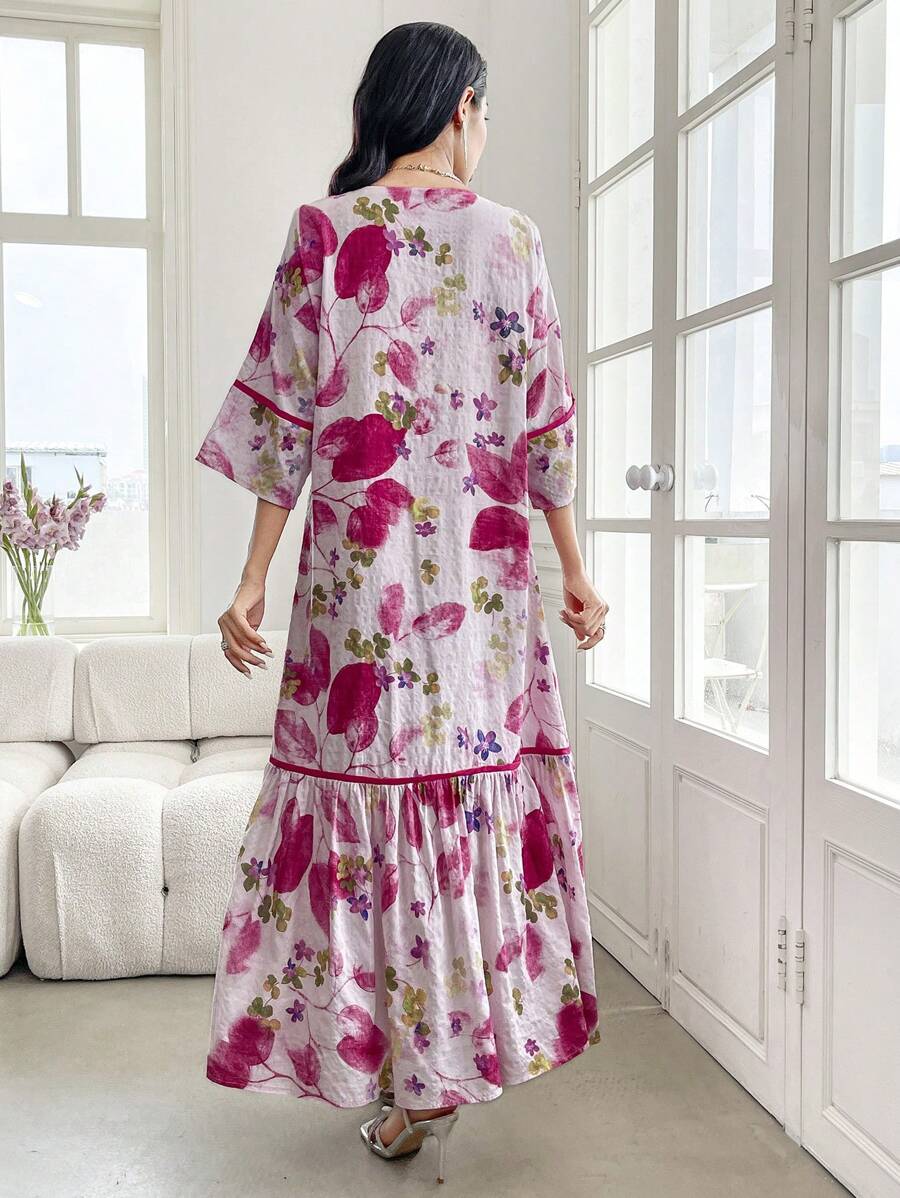 Leah™ | Floral Print Ruffle Dress