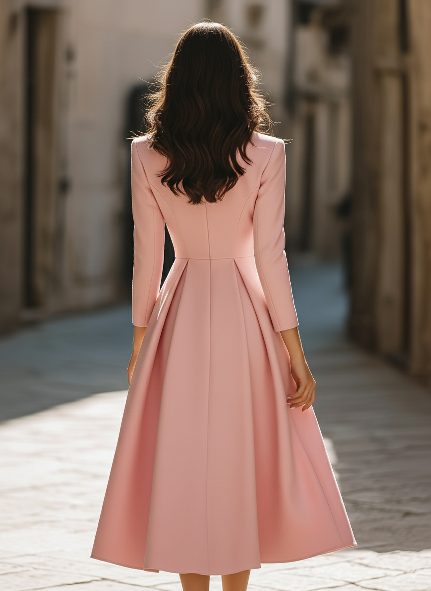 Emily | Elegant Pleated Blazer Midi Dress