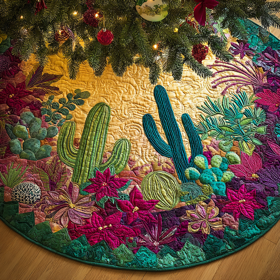 SUCCULENT | MULTICOLOR CACTUS GARDEN CHRISTMAS TREE SKIRT