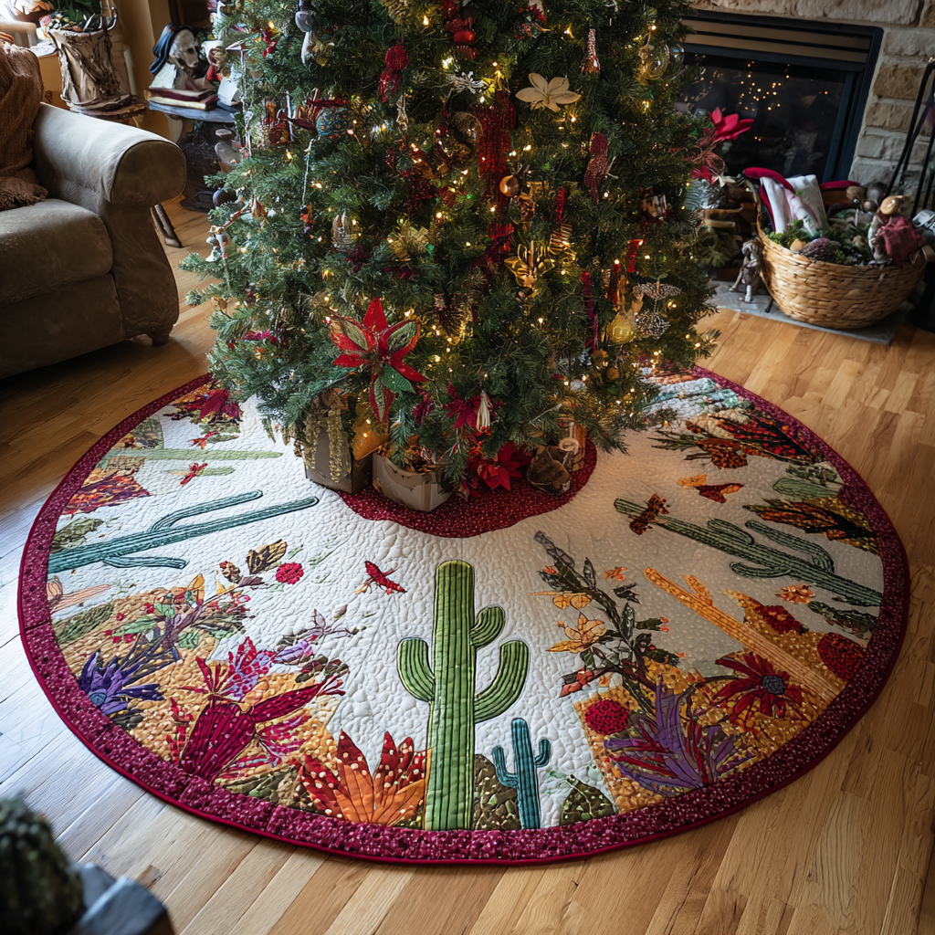 ARID | CREAM WILDFLOWER CACTUS CHRISTMAS TREE SKIRT