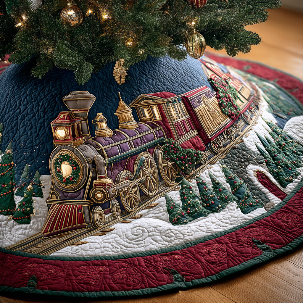 RAILWAY | NAVY STEAM TRAIN CHRISTMAS TREE SKIRT