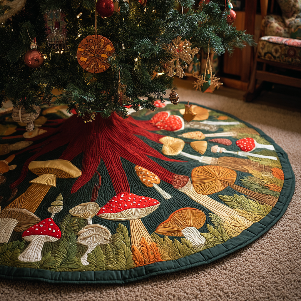 WOODLAND | GREEN TOADSTOOL CHRISTMAS TREE SKIRT
