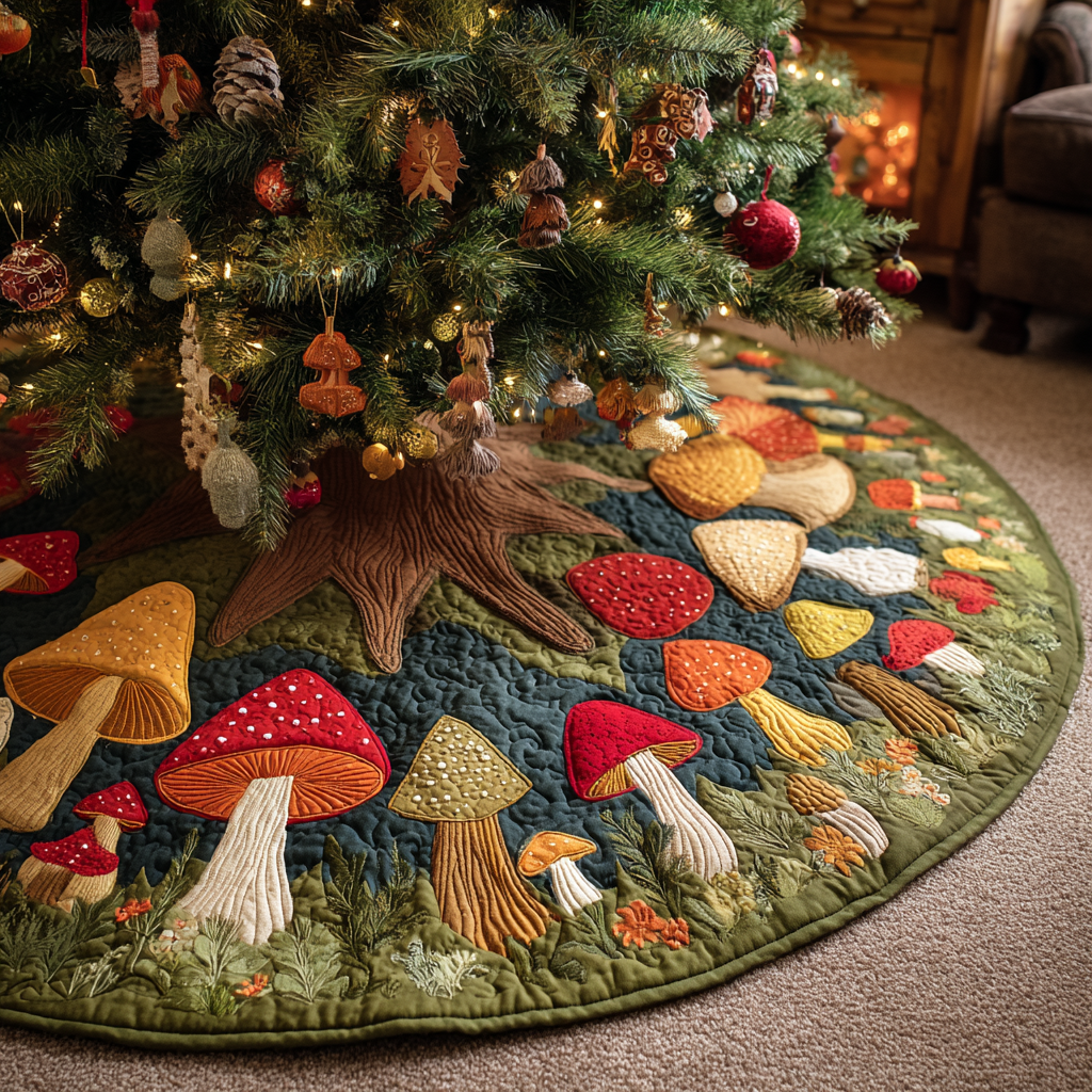 SYLVIA | GREEN MUSHROOM MEADOW CHRISTMAS TREE SKIRT