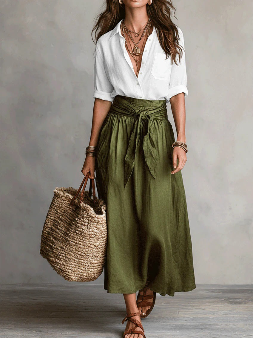 River | Two-Piece Set with Shirt and Midi Skirt