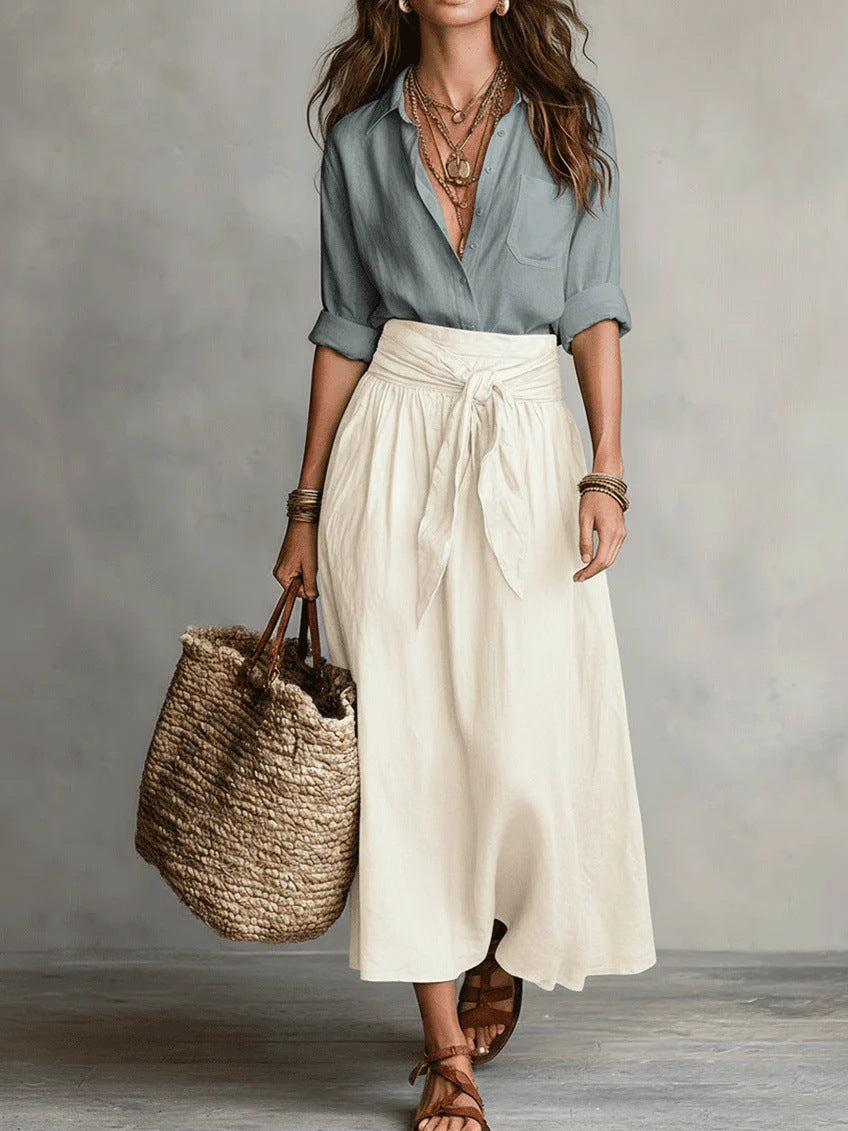 River | Two-Piece Set with Shirt and Midi Skirt