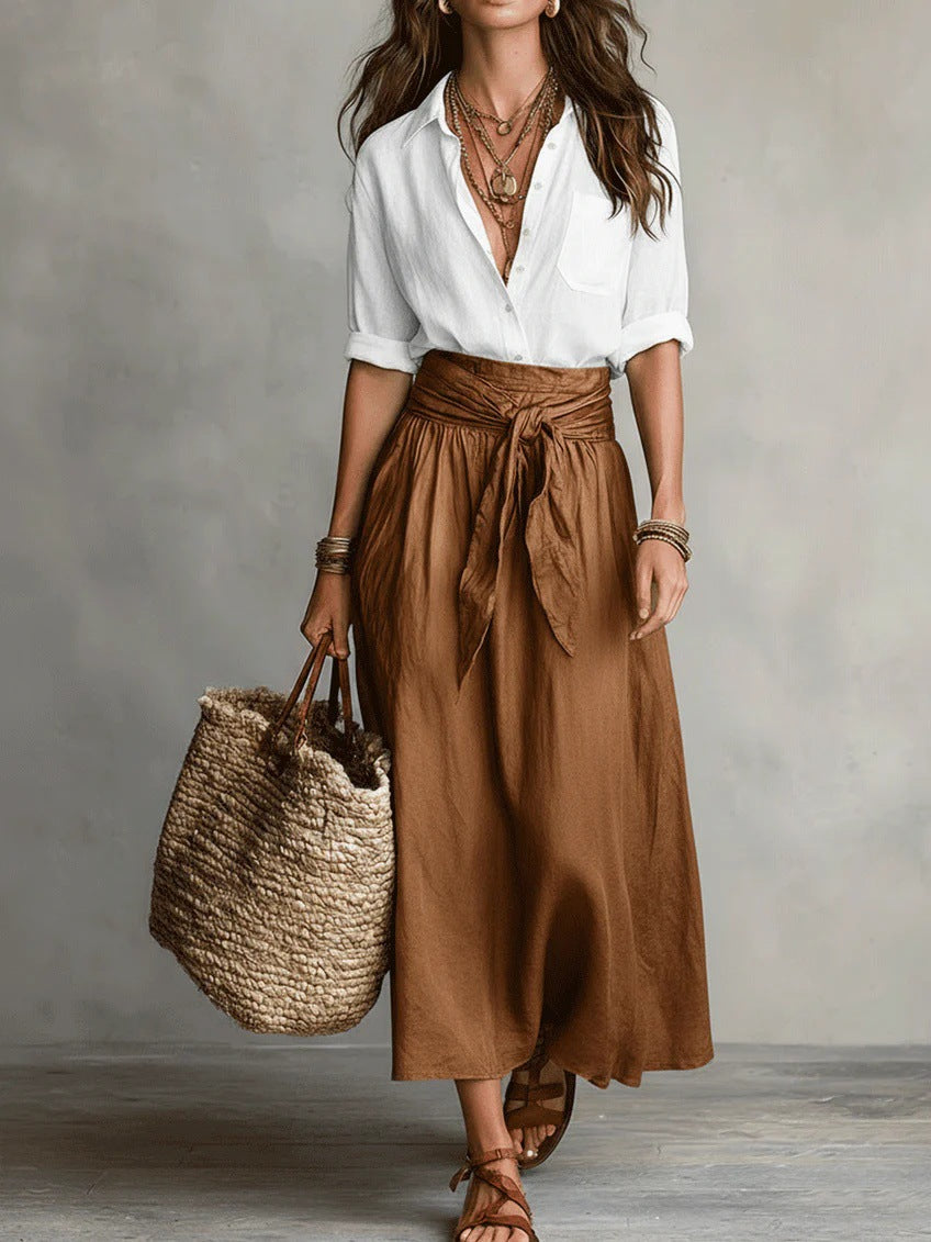 River | Two-Piece Set with Shirt and Midi Skirt