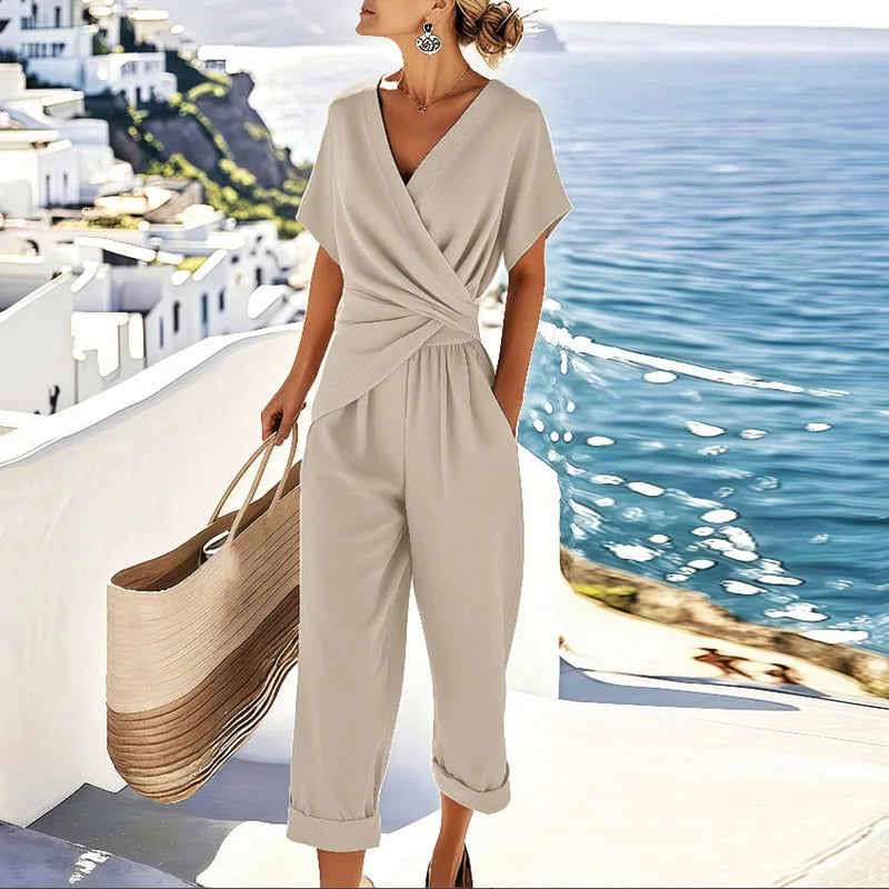 Lucia | Summer Jumpsuit V-neck Wrap Style