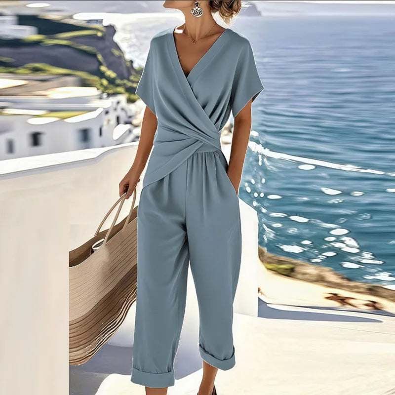 Lucia | Summer Jumpsuit V-neck Wrap Style