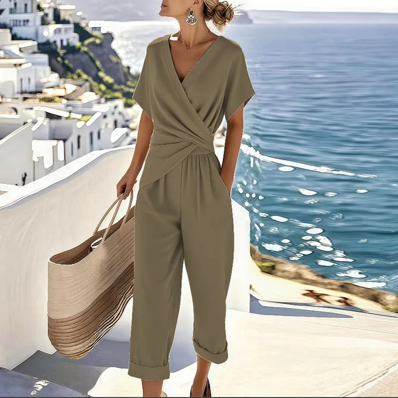 Lucia | Summer Jumpsuit V-neck Wrap Style