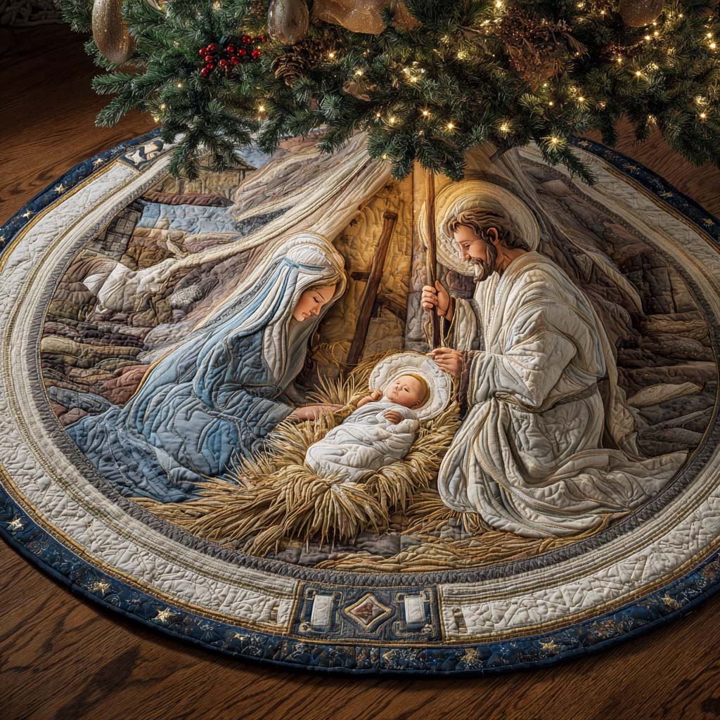 STARLIGHT | CREAM SILENT NIGHT NATIVITY TREE SKIRT