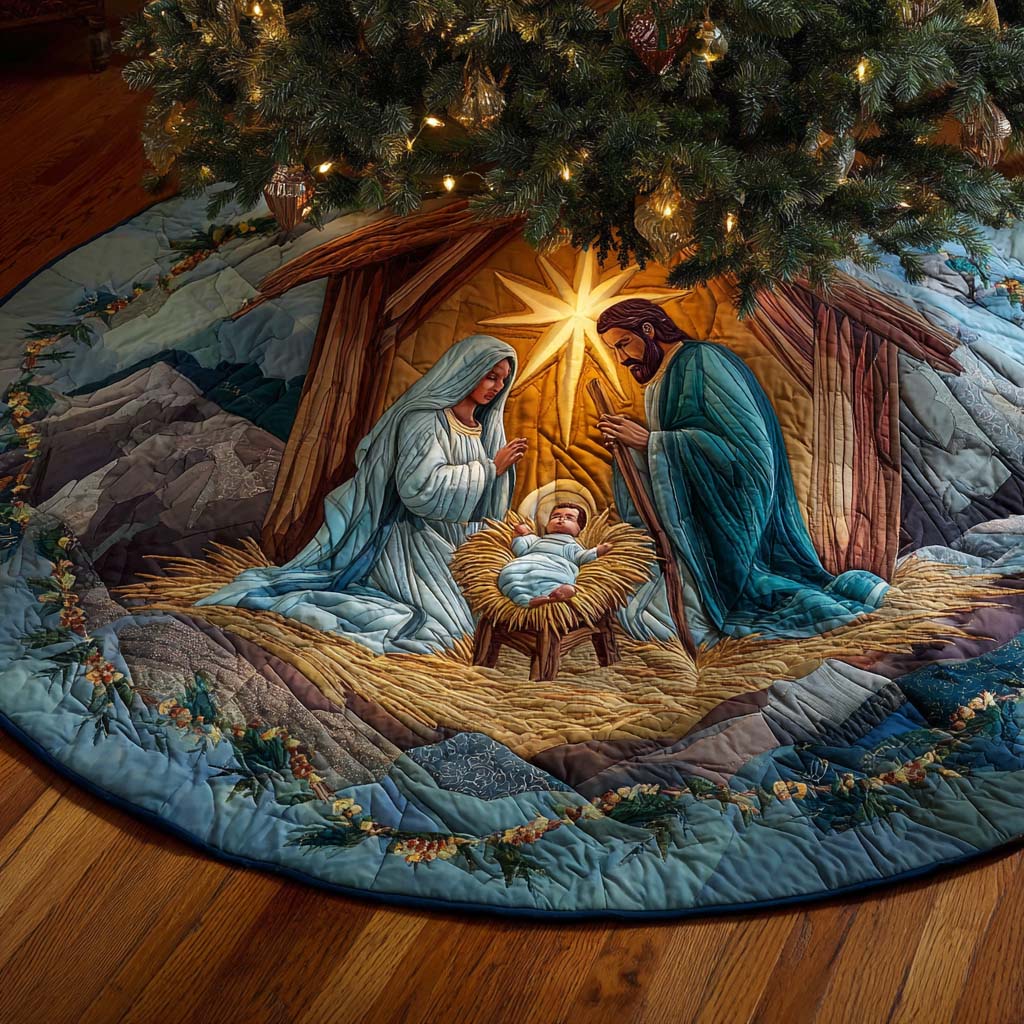 NATIVITY | BLUE STAR OF BETHLEHEM TREE SKIRT