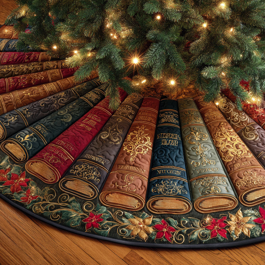 BIBLIOTHECA | MULTICOLOR VINTAGE BOOK CHRISTMAS TREE SKIRT