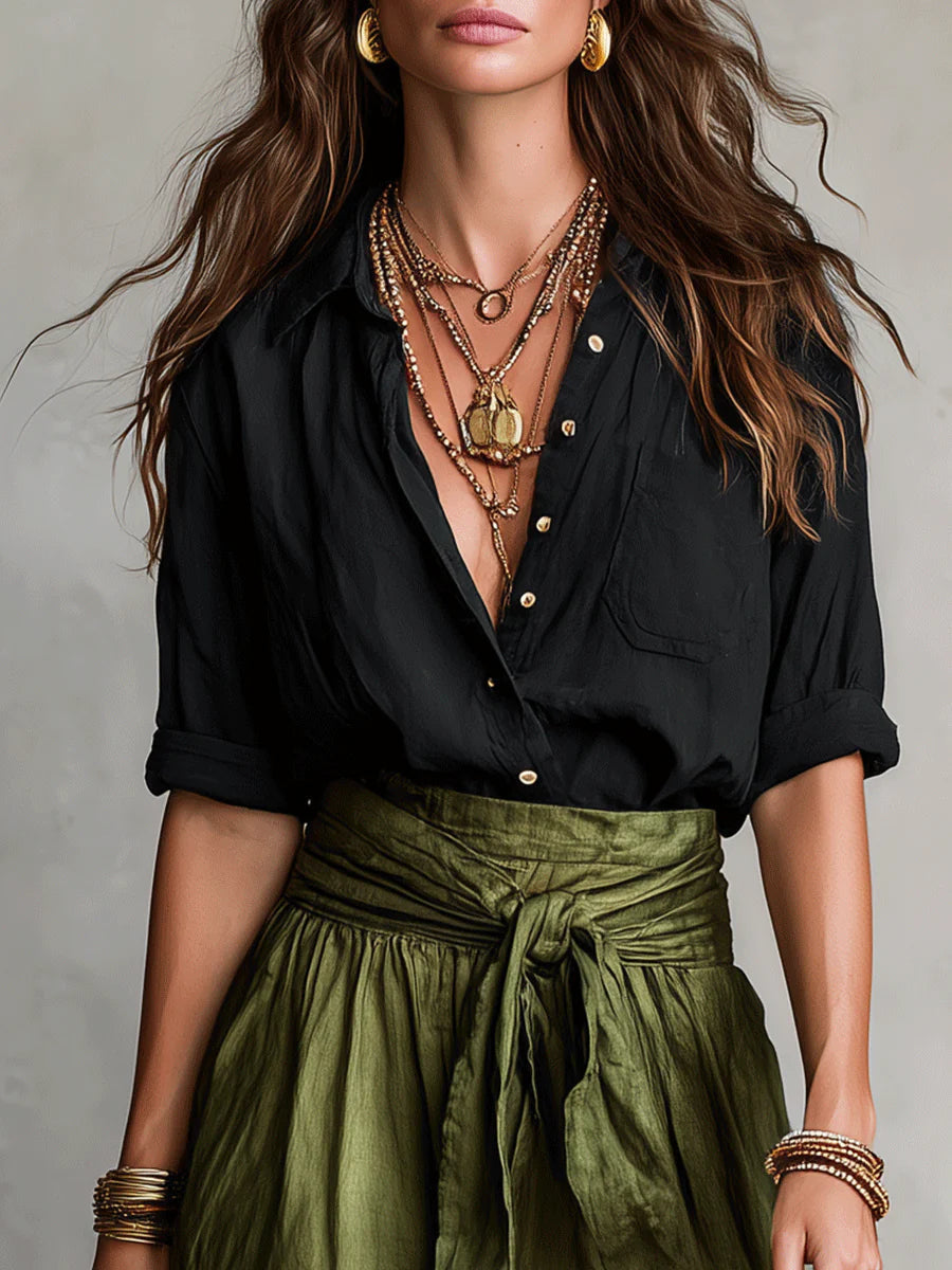 River | Two-Piece Set with Shirt and Midi Skirt