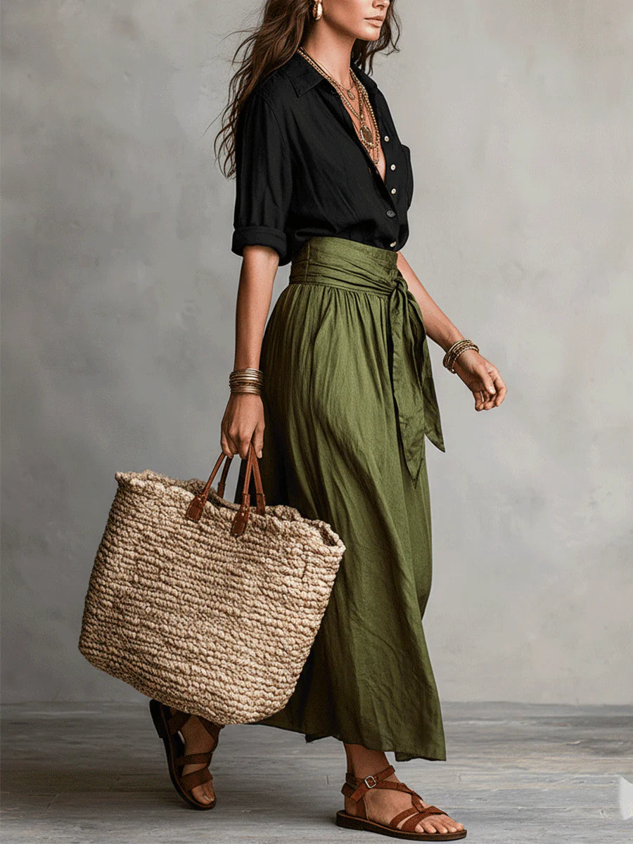 River | Two-Piece Set with Shirt and Midi Skirt